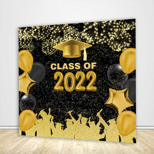 Graduation 2022 Backdrop Black and Gold Party Banner-ubackdrop
