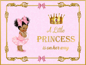 Royal Theme Baby Girl Princess Baby Shower Backdrop Pink 1st Birthday Backdrop-ubackdrop