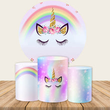 Load image into Gallery viewer, Unicorn Round Backdrop Circle Backdrop Unicorn Birthday Party Decoration Ideas-ubackdrop