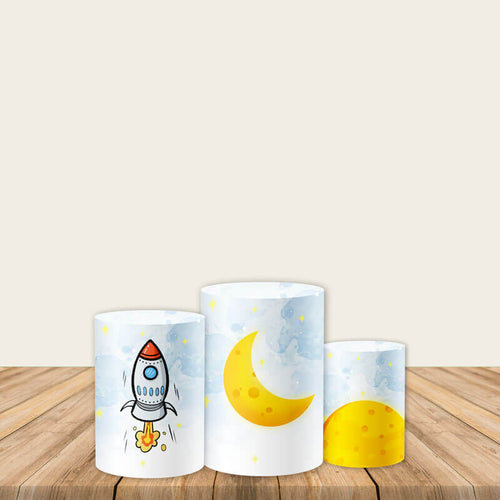 Astronaut Rockets Pedestal Covers Plinth Covers Printed Fabric Pillar Stand Covers-ubackdrop