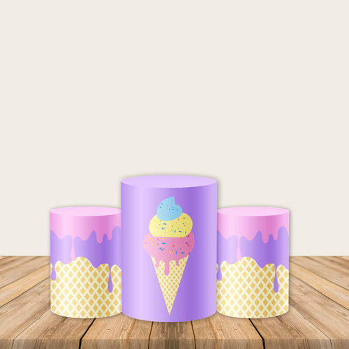 Ice Cream Pedestal Covers Plinth Cover Printed Fabric Cylinder Cover-ubackdrop