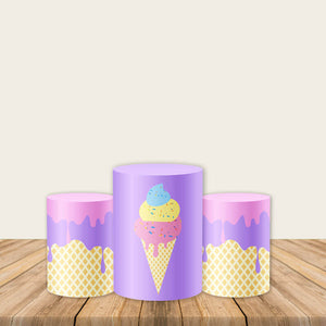 Ice Cream Pedestal Covers Plinth Cover Printed Fabric Cylinder Cover-ubackdrop