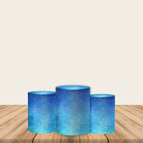 Snowflake Pedestal Covers Plinth Cover Printed Fabric Cylinder Pedestal Cover-ubackdrop