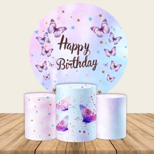 Load image into Gallery viewer, Butterfly Theme Round Backdrop | Birthday Party Decoration - Designed, Printed and Shipped-ubackdrop