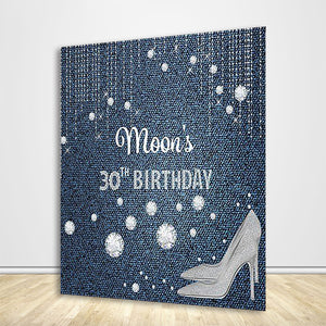 Heels Snowflakes 30th BlueCustom Backdrop for Birthday Party-ubackdrop