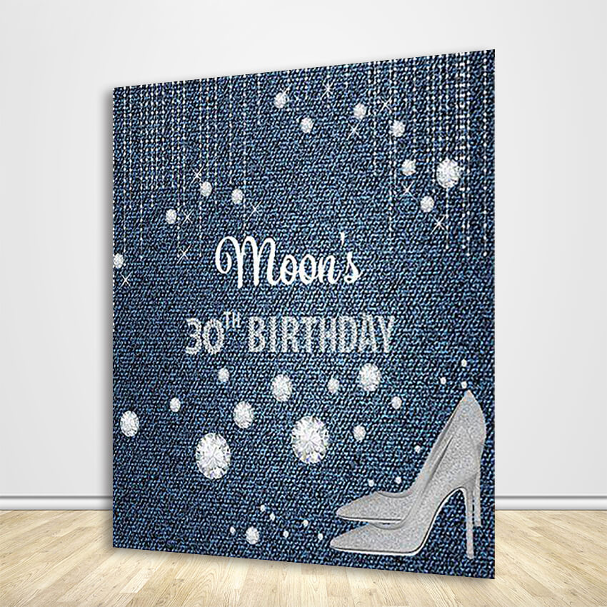 Heels Snowflakes 30th BlueCustom Backdrop for Birthday Party-ubackdrop