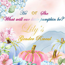 Load image into Gallery viewer, He or She Pumpkin Gender Reveal Backdrop-ubackdrop