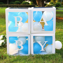 Load image into Gallery viewer, Baby Shower Boxes Party Decorations – 4pcs Transparent Balloons Boxes Décor with Letters-ubackdrop