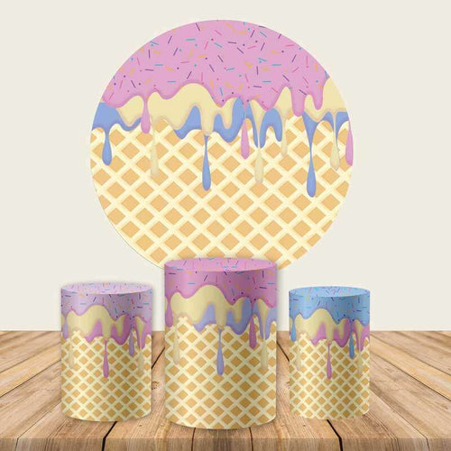 Ice Cream Party Round Backdrop Cover-ubackdrop