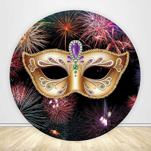 Masquerade Theme Party Round Backdrop Cover-ubackdrop