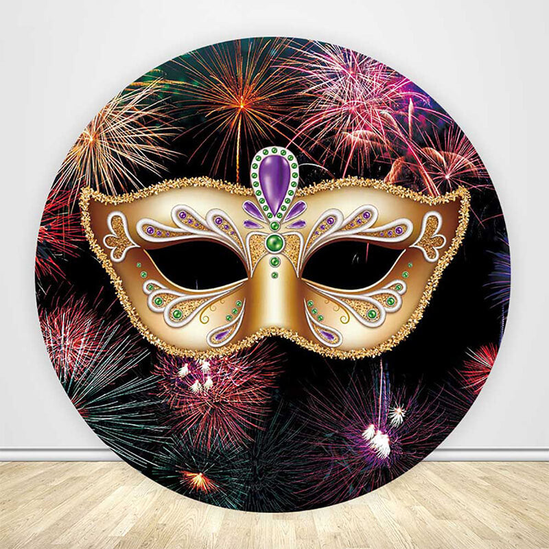 Masquerade Theme Party Round Backdrop Cover-ubackdrop