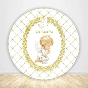 Mi Bautizo Round Backdrop Cover-ubackdrop