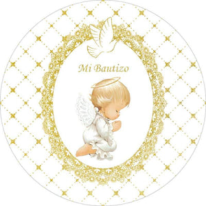 Mi Bautizo Round Backdrop Cover-ubackdrop