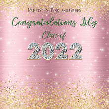 Load image into Gallery viewer, Pretty in Pink and Green Graduation Party Backdrop-ubackdrop