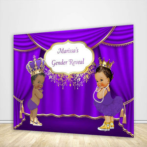 Prince or Princess Purple Theme Gender Reveal Backdrop - Designed, Printed & Shipped-ubackdrop