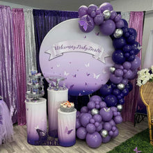 Load image into Gallery viewer, Purple Butterfly Baby Shower Round Backdrop Cover-ubackdrop