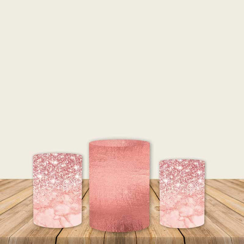 Rose Gold Glitter Fabric Pedestal Covers-ubackdrop