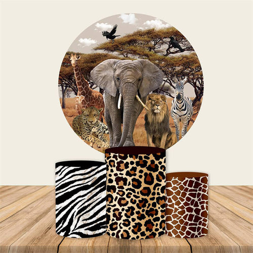 Safari Animals Round Backdrop Cover-ubackdrop