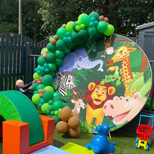 Load image into Gallery viewer, Safari Animals Round Backdrop | Kids First Birthday Party Decoration - Designed, Printed and Shipped-ubackdrop
