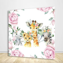 Load image into Gallery viewer, Safari Baby Shower Backdrop Girl-ubackdrop