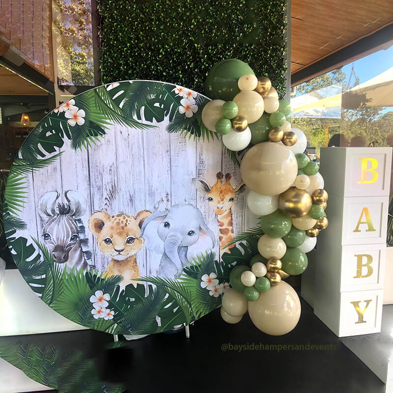 Décoration Fond Photo Rond Safari Jungle - Pour Fête Anniversaire Ou Baby Shower