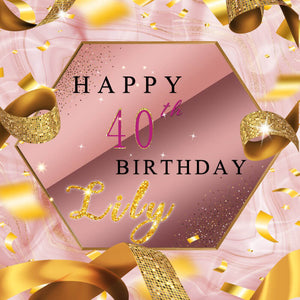 Shades of Pink 40th Birthday Backdrop-ubackdrop
