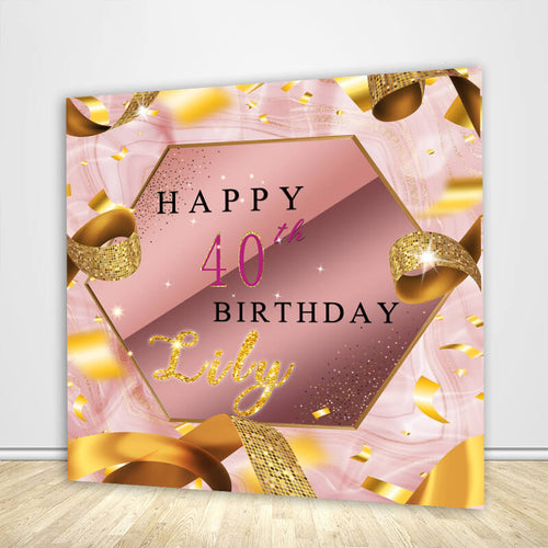 Shades of Pink 40th Birthday Backdrop-ubackdrop