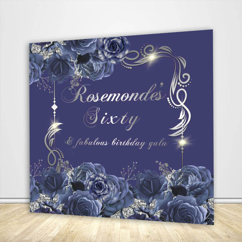 Sixty and Fabulous Birthday Backdrop Purple Flowers-ubackdrop