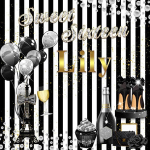 Sweet 16 Birthday Backdrop for Girl-ubackdrop