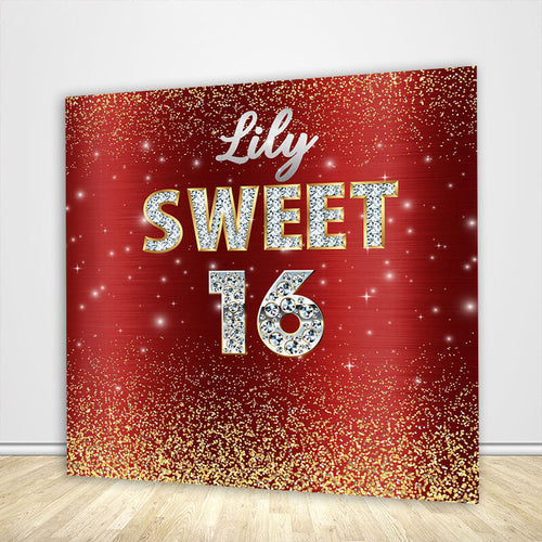 Sweet 16 Glitter Diamonds Backdrop-ubackdrop