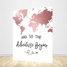 Load image into Gallery viewer, The Adventure Begins Wedding Bridal Shower Backdrop-ubackdrop