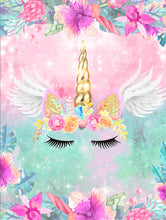 Load image into Gallery viewer, Unicorn Theme with Flowers and Wings Custom Backdrop for Birthday Party-ubackdrop
