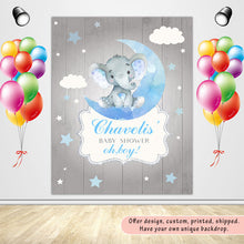 Load image into Gallery viewer, Elephant Boy Table Backdrop Moon&amp; Clouds&amp;Stars Kids Birthday-ubackdrop