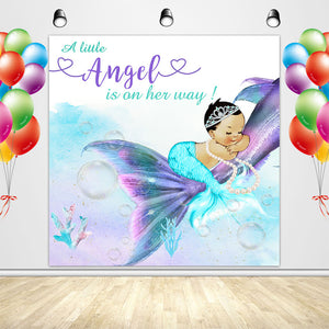 Little Mermaid Backdrop Mermaid Party Theme Backdrop for Gender Reveal Baby Shower-ubackdrop