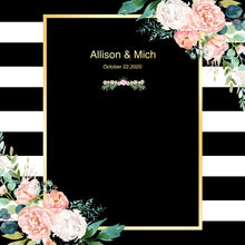 Load image into Gallery viewer, Black White Stripes Blush Floral Wedding Backdrop-ubackdrop