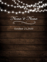 Load image into Gallery viewer, Rustic Wood Floral Backdrop String Lights Wedding Backdrop-ubackdrop
