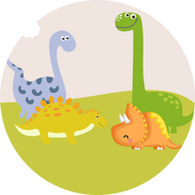 Load image into Gallery viewer, Cartoon Dinosaur Custom Round Backdrop Baby Shower Birthday Party Decorations-ubackdrop