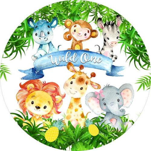 Wild One Round Backdrop 1st Birthday Party Banner-ubackdrop