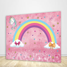 Load image into Gallery viewer, Unicorn Rainbow Girl&#39;s Birthday Backdrop-ubackdrop