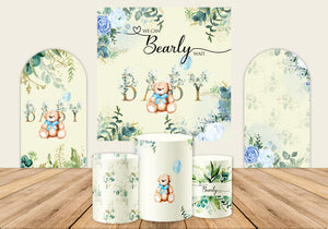 We Can Bearly Wait Round Backdrop for Baby Shower Decoration-ubackdrop