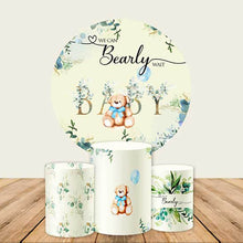 Load image into Gallery viewer, We Can Bearly Wait Round Backdrop for Baby Shower Decoration-ubackdrop