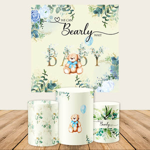 We Can Bearly Wait Round Backdrop for Baby Shower Decoration-ubackdrop