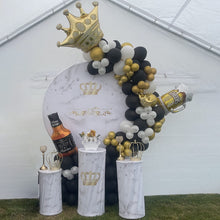 Load image into Gallery viewer, White Round Backdrop Circle Backdrop with Crown and Diamond for Party Decoration-ubackdrop