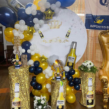 Load image into Gallery viewer, White Round Backdrop Circle Backdrop with Crown and Diamond for Party Decoration-ubackdrop