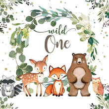 Load image into Gallery viewer, Wild One Woodland First Birthday Backdrop-ubackdrop