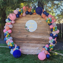Load image into Gallery viewer, Wood Circle Backdrop Wedding Baby Shower Birthday Bridal Shower Photo Booth Backdrop Custom Round Backdrop-ubackdrop