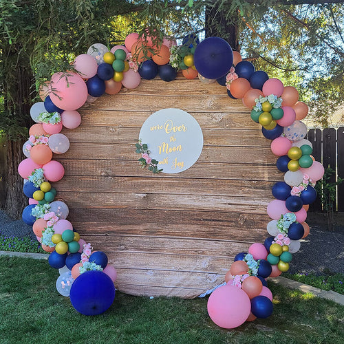 Wood Circle Backdrop Wedding Baby Shower Birthday Bridal Shower Photo Booth Backdrop Custom Round Backdrop-ubackdrop