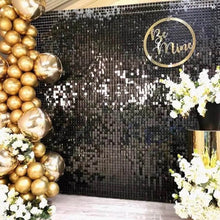 Load image into Gallery viewer, Black Shimmer Wall Panels – Easy Setup Wedding/Event/Theme Party Decorations-ubackdrop