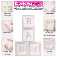 Load image into Gallery viewer, Baby Shower Boxes Party Decorations – 4pcs Transparent Balloons Boxes Décor with Letters-ubackdrop