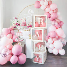Load image into Gallery viewer, Baby Shower Boxes Party Decorations – 4pcs Transparent Balloons Boxes Décor with Letters-ubackdrop